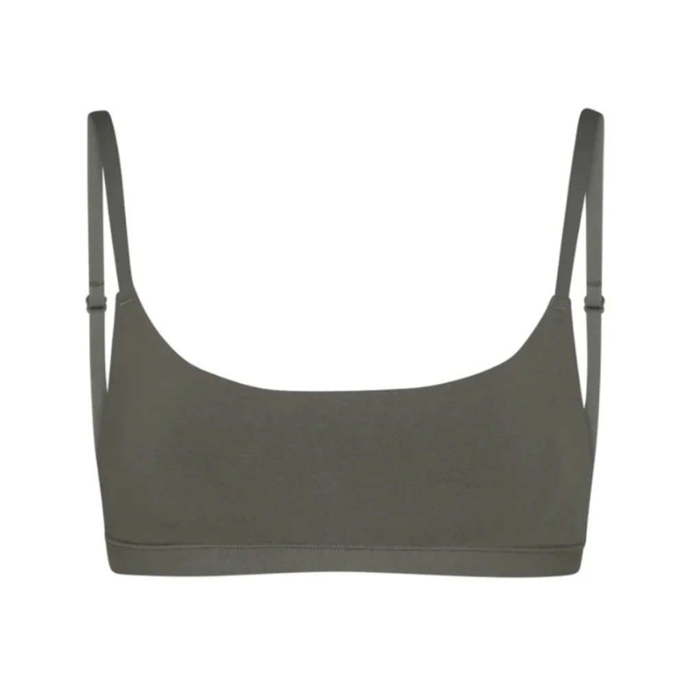 Skims Kim K Cotton Jersey Scoop Neck Wireless Comfort Bralette Juniper Size XXS